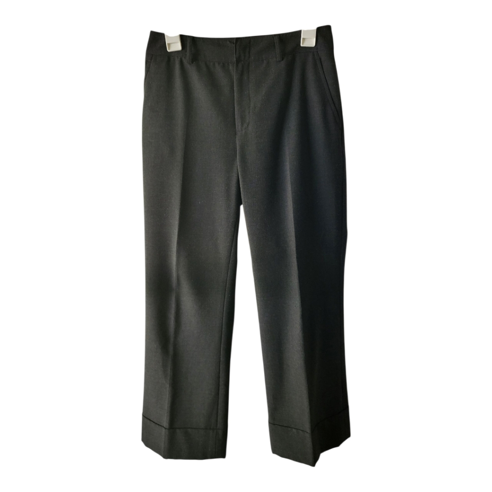 💕Womyn‎ Dark Gray Crop Cuff Dress Pants Size 2 Made in USA Work Career Trousers